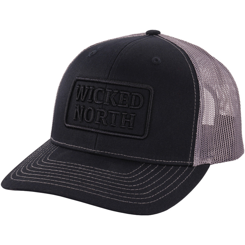 Black and Charcoal Mesh with Wicked North Badge (Richardson 112) Hat